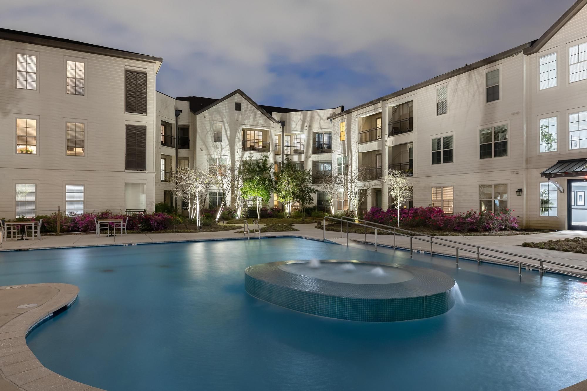 The Claiborne at Baton Rouge luxurious outdoor pool at senior living community
