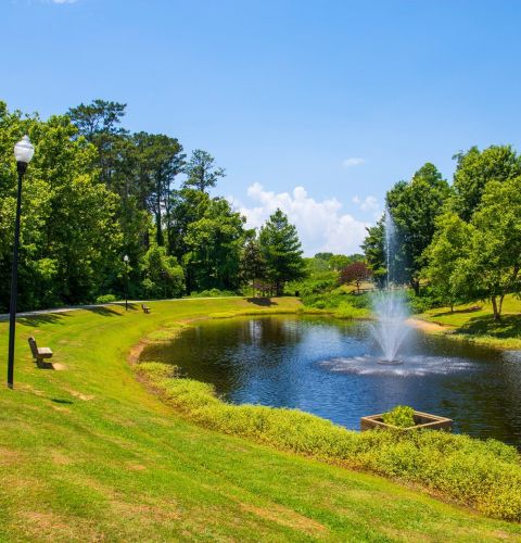 Walking trail at Logan Farm park in Acworth, Georgia near senior living community, Brickmont at Acworth