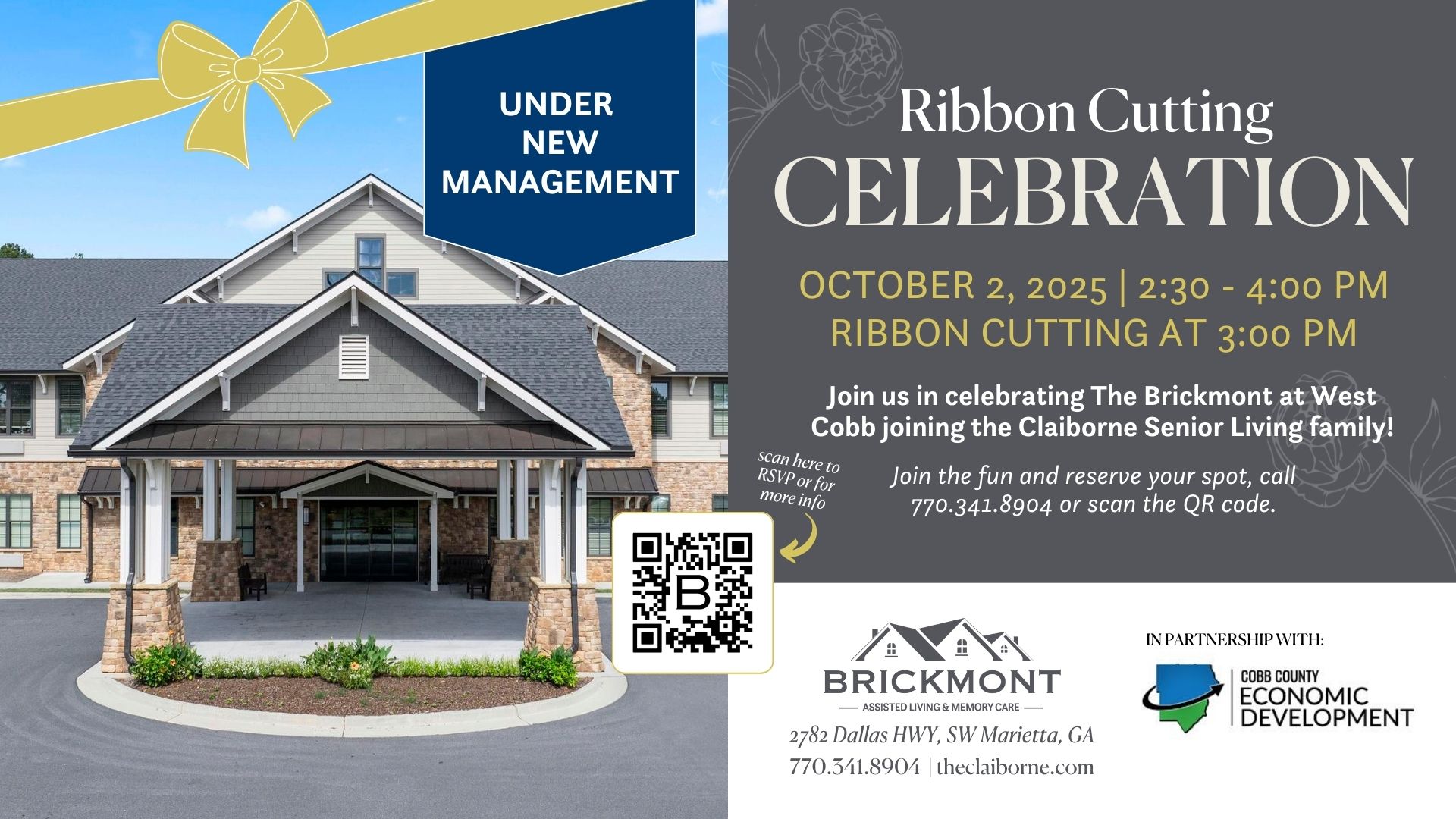 Brickmont at West Cobb ribbon cutting celebration event flyer