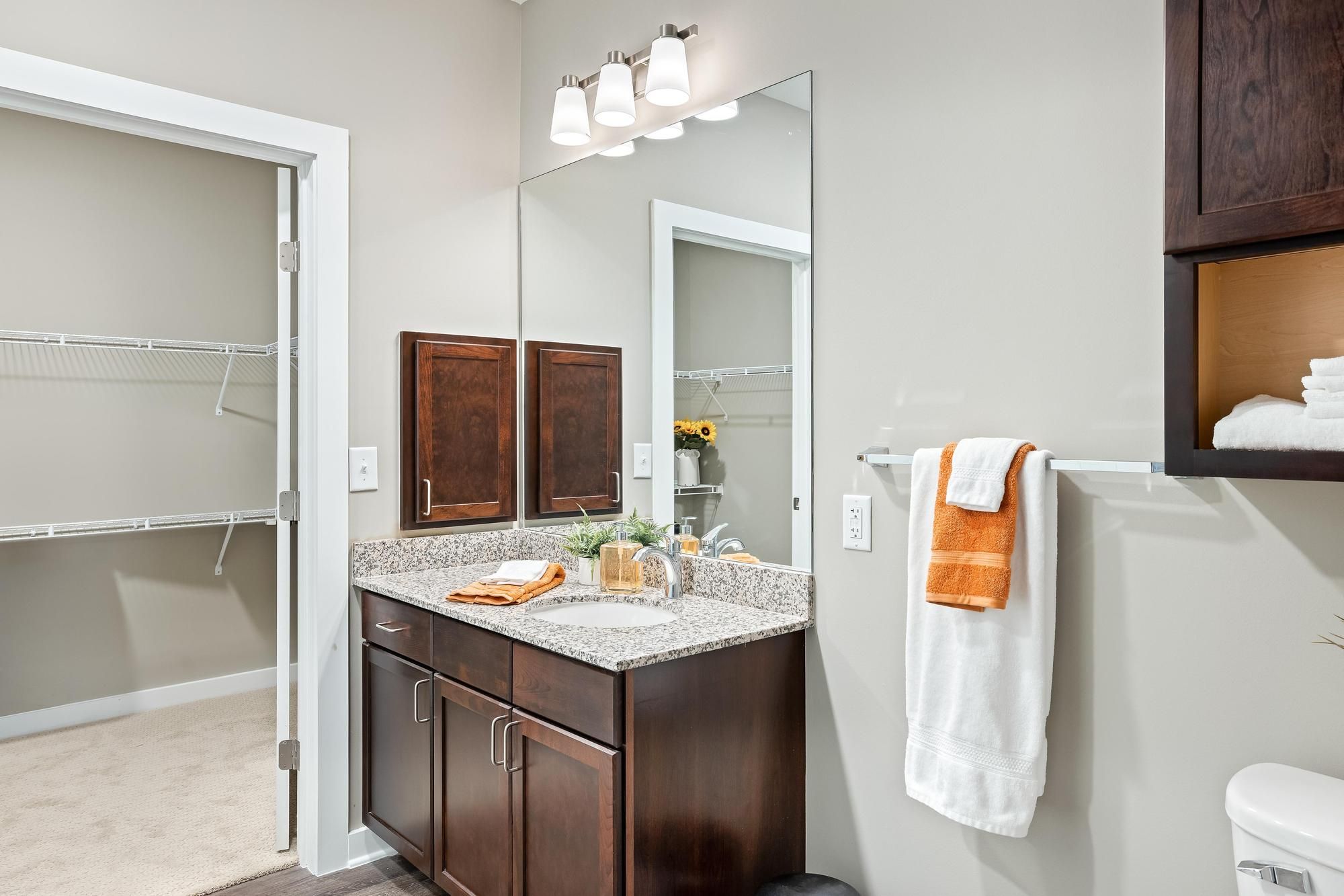 The Claiborne at Brickyard Crossing apartment zero-entry shower