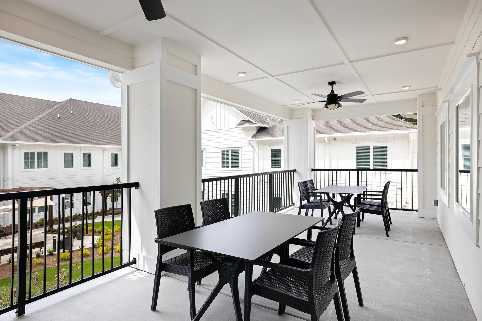 The Claiborne at Brickyard Crossing outdoor patio in Assisted Living area