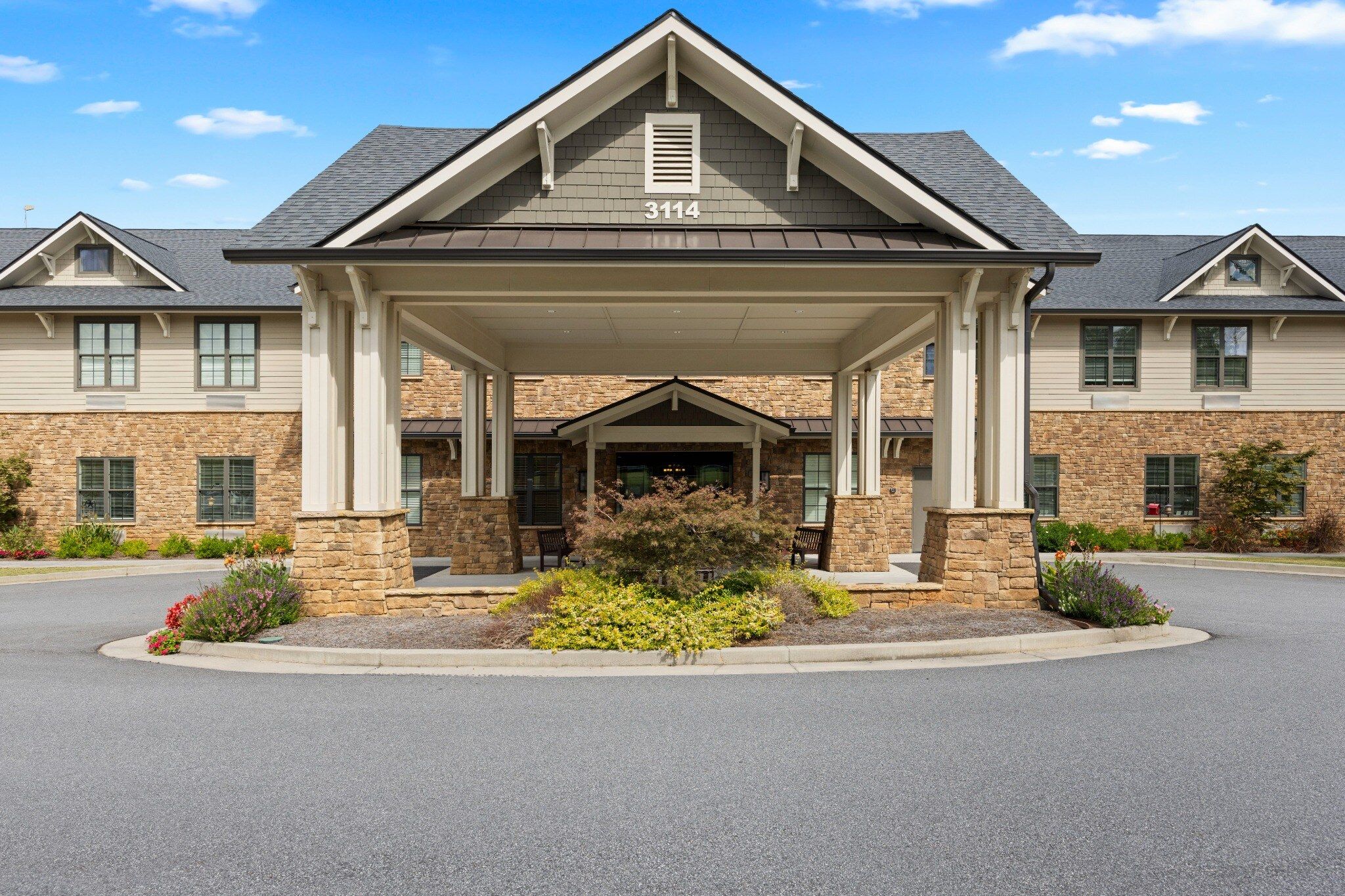 The Claiborne at Acworth  senior living community assisted living community sign with beautiful landscaping