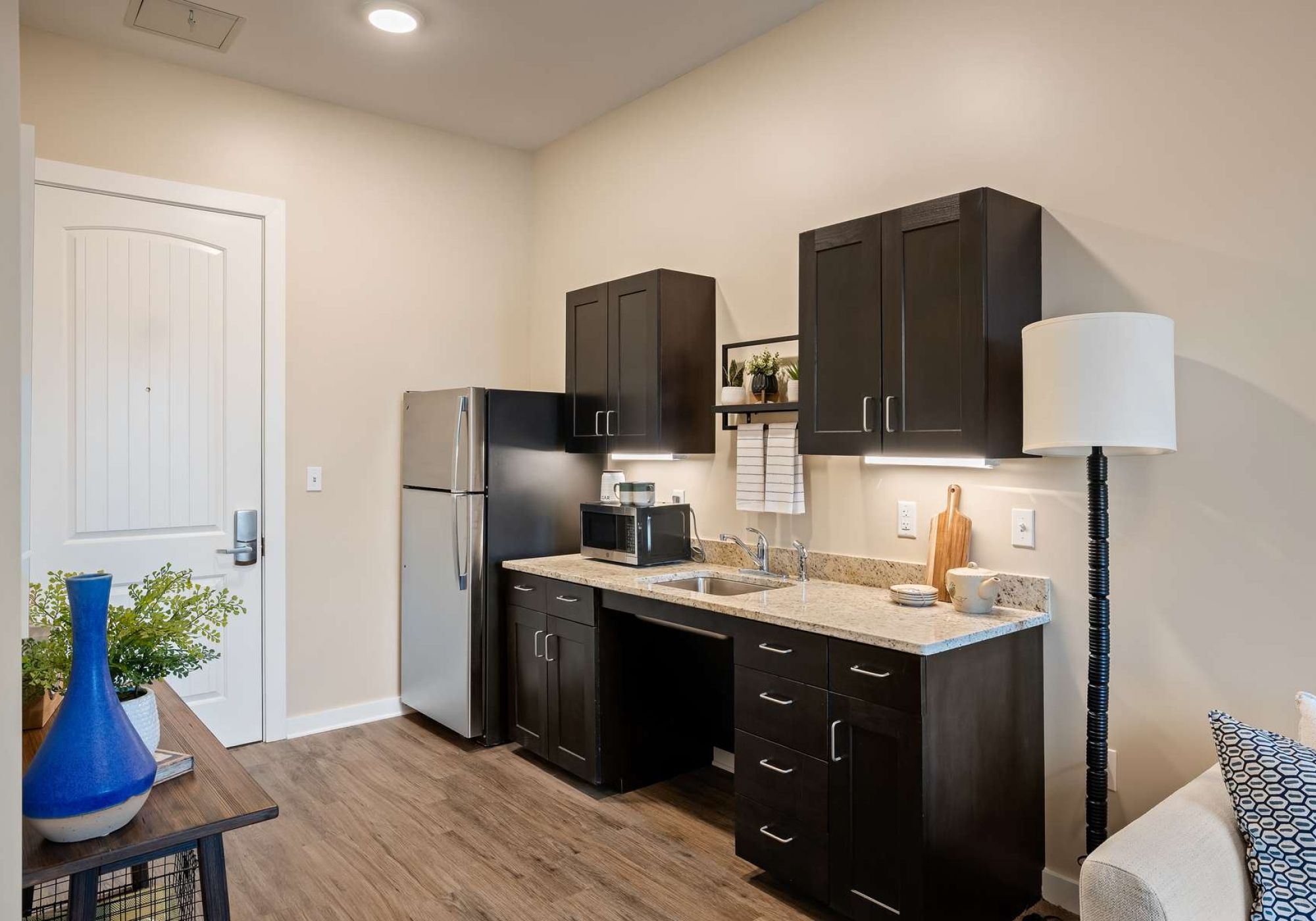 The Claiborne at Gulfport Highlands senior living community full kitchen with high-end finishes