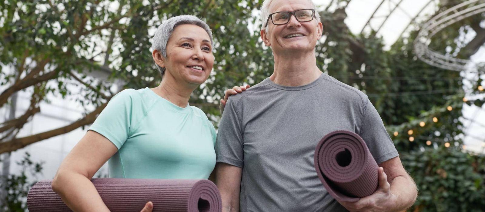 Senior Couple with Yoga Mats