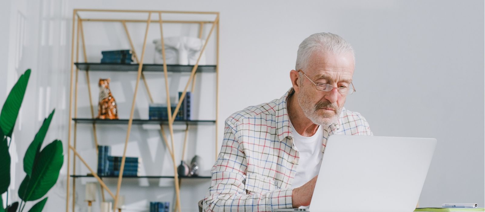 Man doing research on a computer