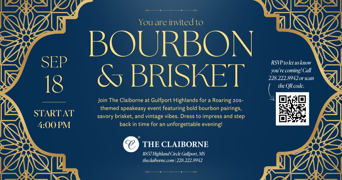 Bourbon and brisket event roaring 20s theme at The Claiborne at Gulfport