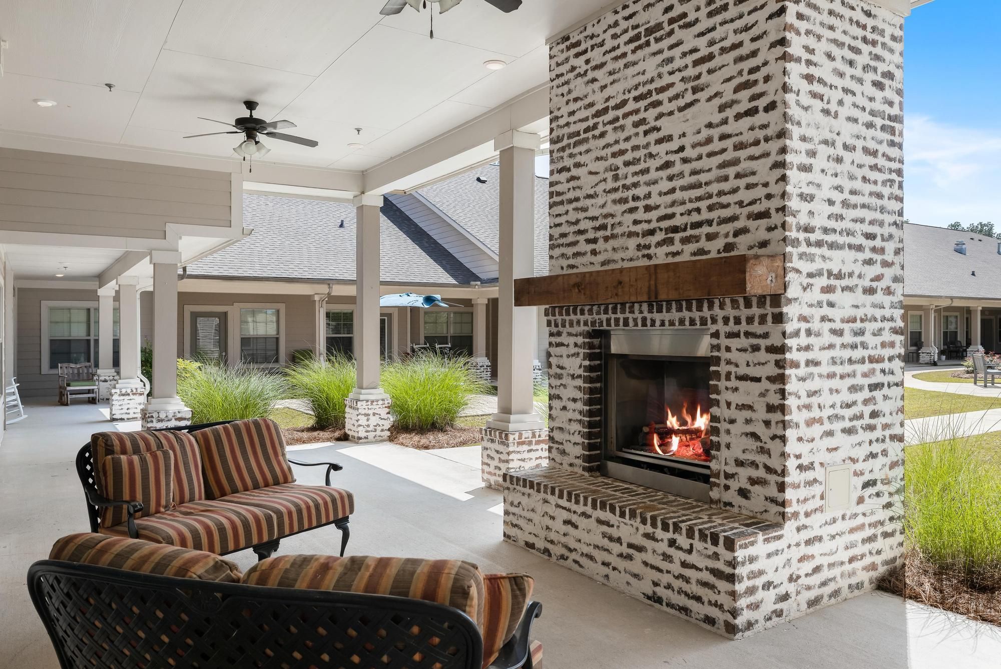 The Claiborne at Hattiesburg outdoor with fireplace and walking paths
