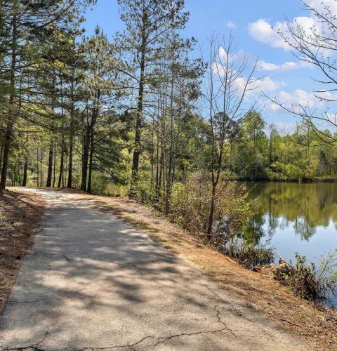 The Claiborne at Newnan Lakes access to nature walking trails in Newnan, GA