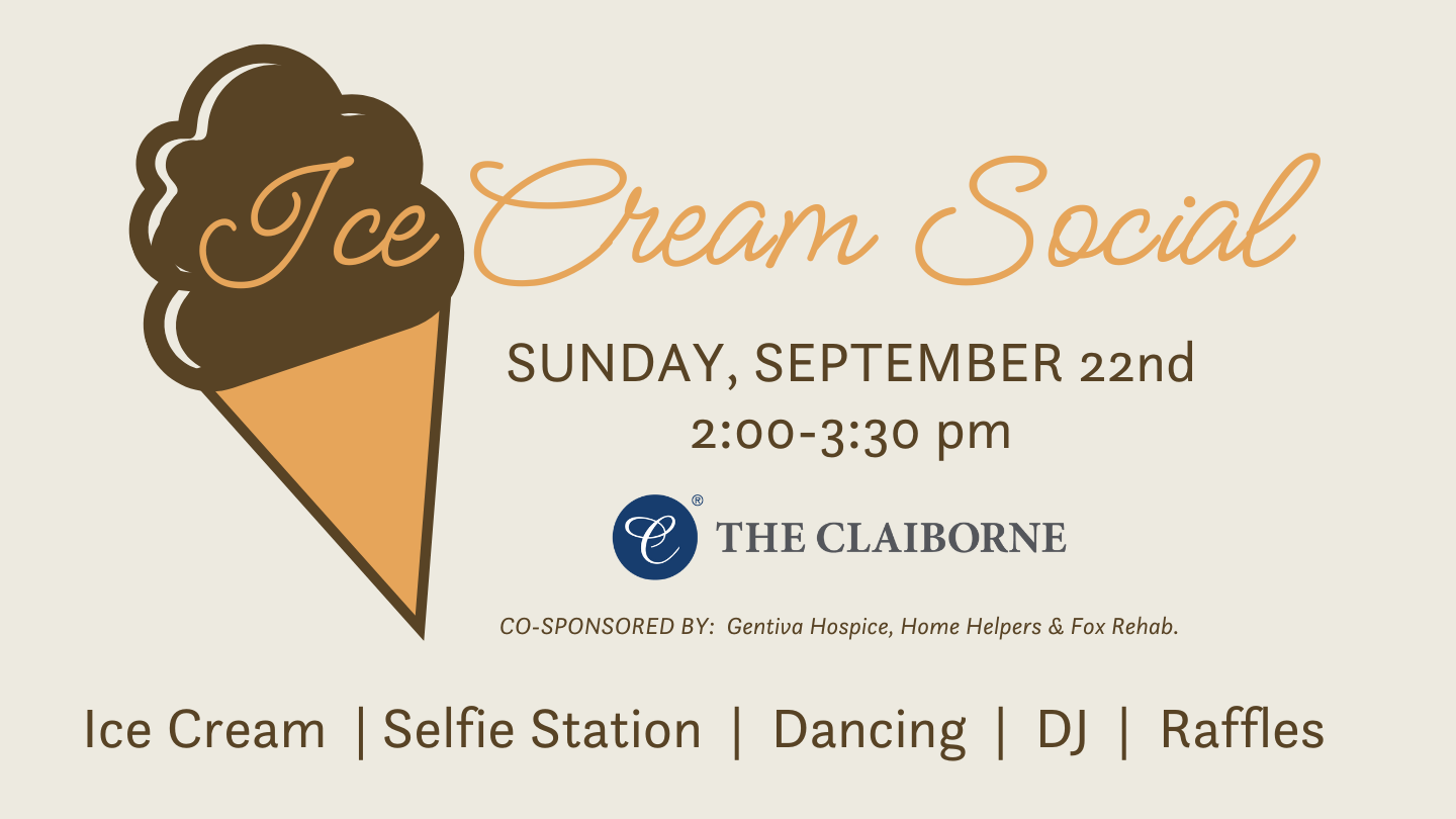 Join us for an ice cream cone social in our courtyard