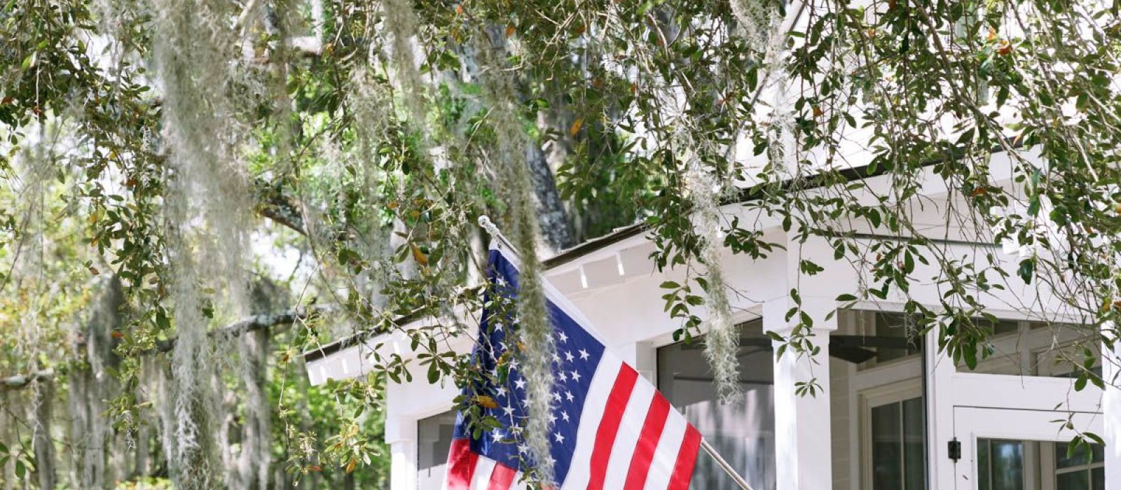 house with american flag