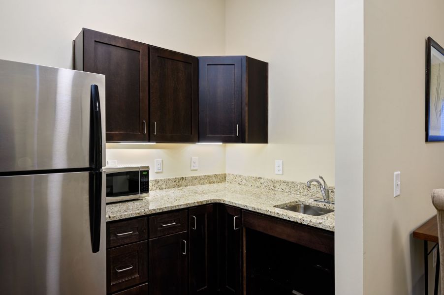 The Claiborne at Shoe Creek senior living community kitchenette for assisted living residents