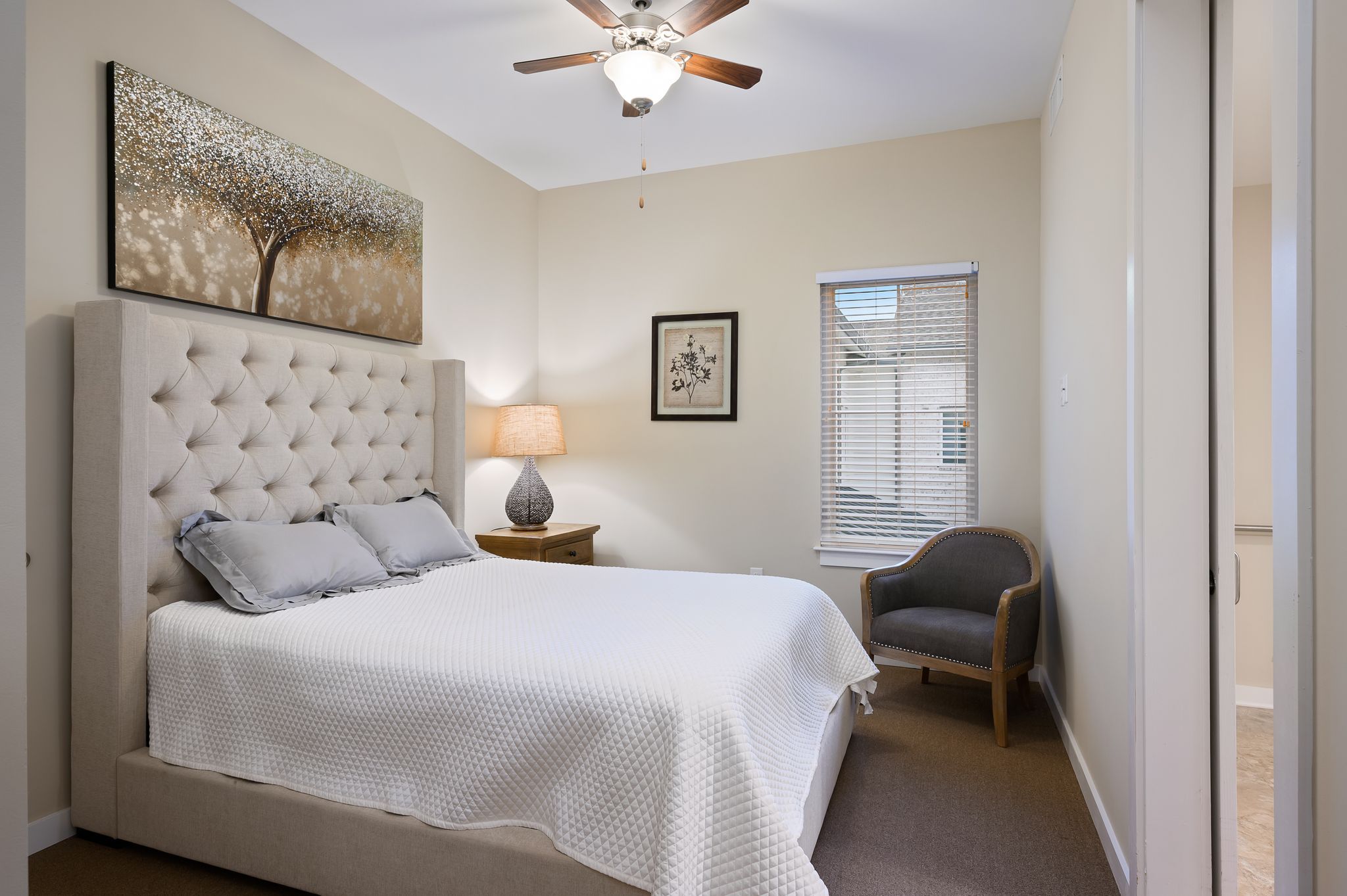 The Claiborne at Shoe Creek assisted living residence bedroom