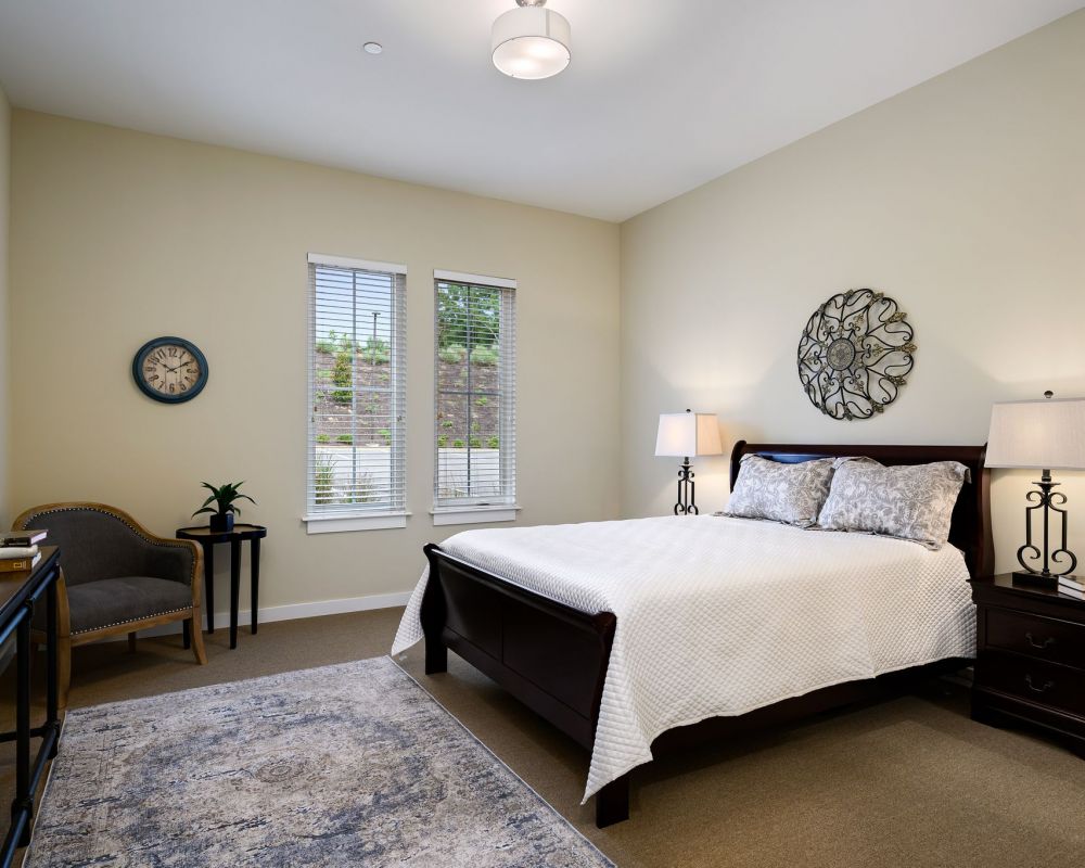 The Claiborne at Shoe Creek senior living community assisted living bedroom