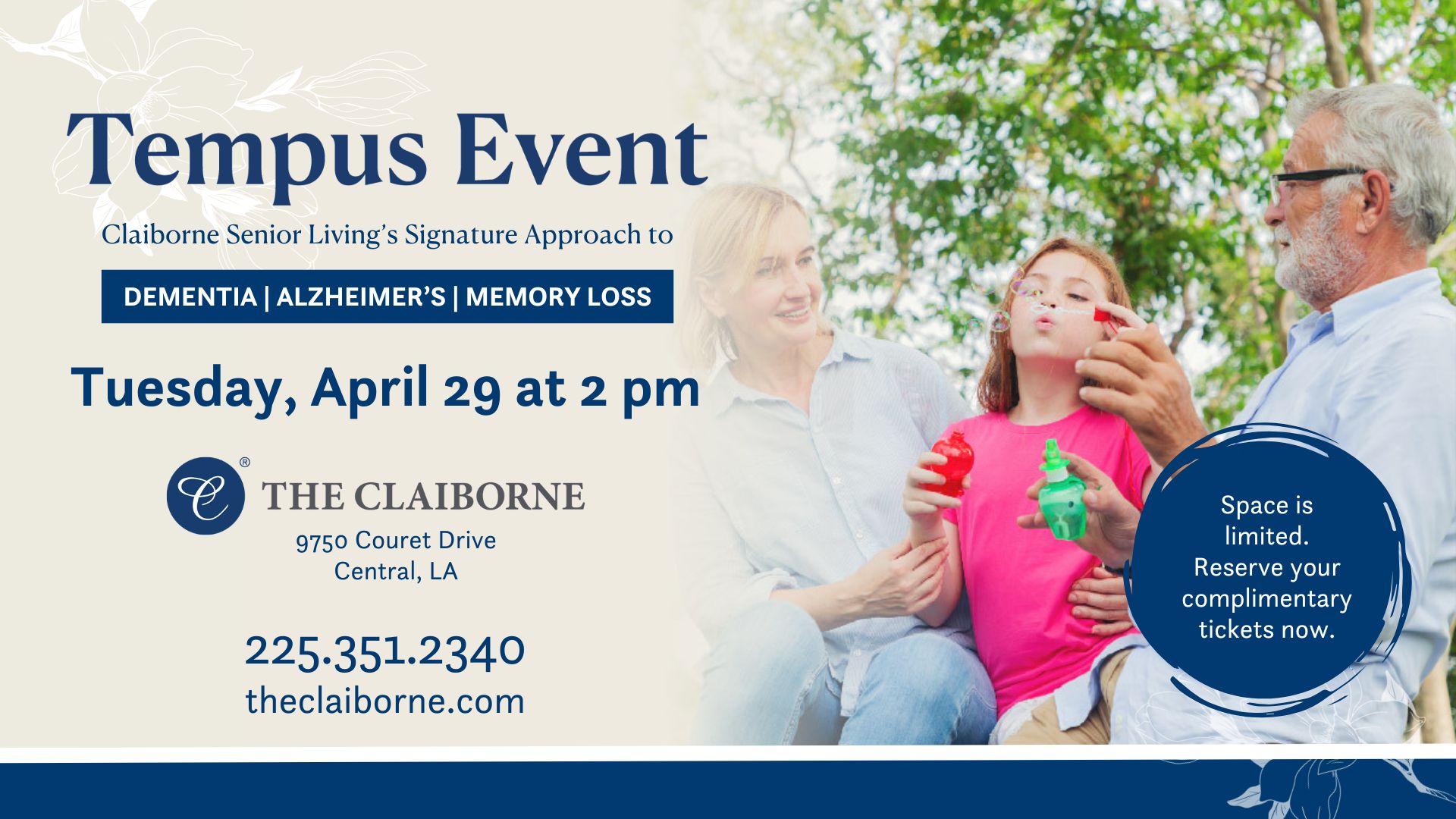 tempus memory care event at the claiborne