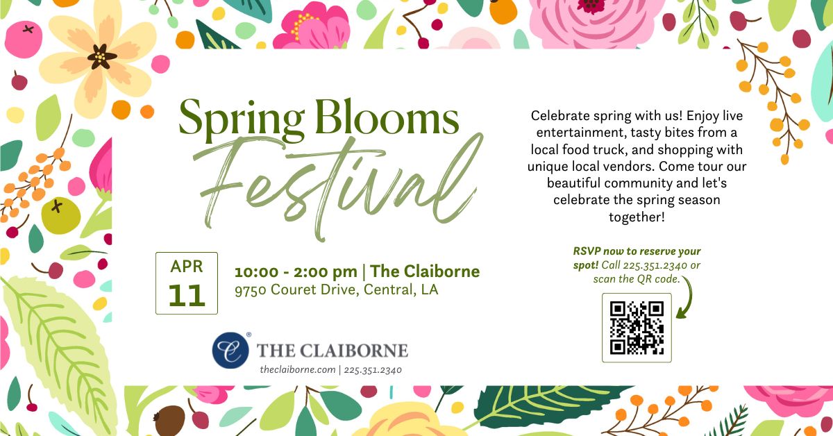 spring blooms festival flyer at claiborne at shoe creek