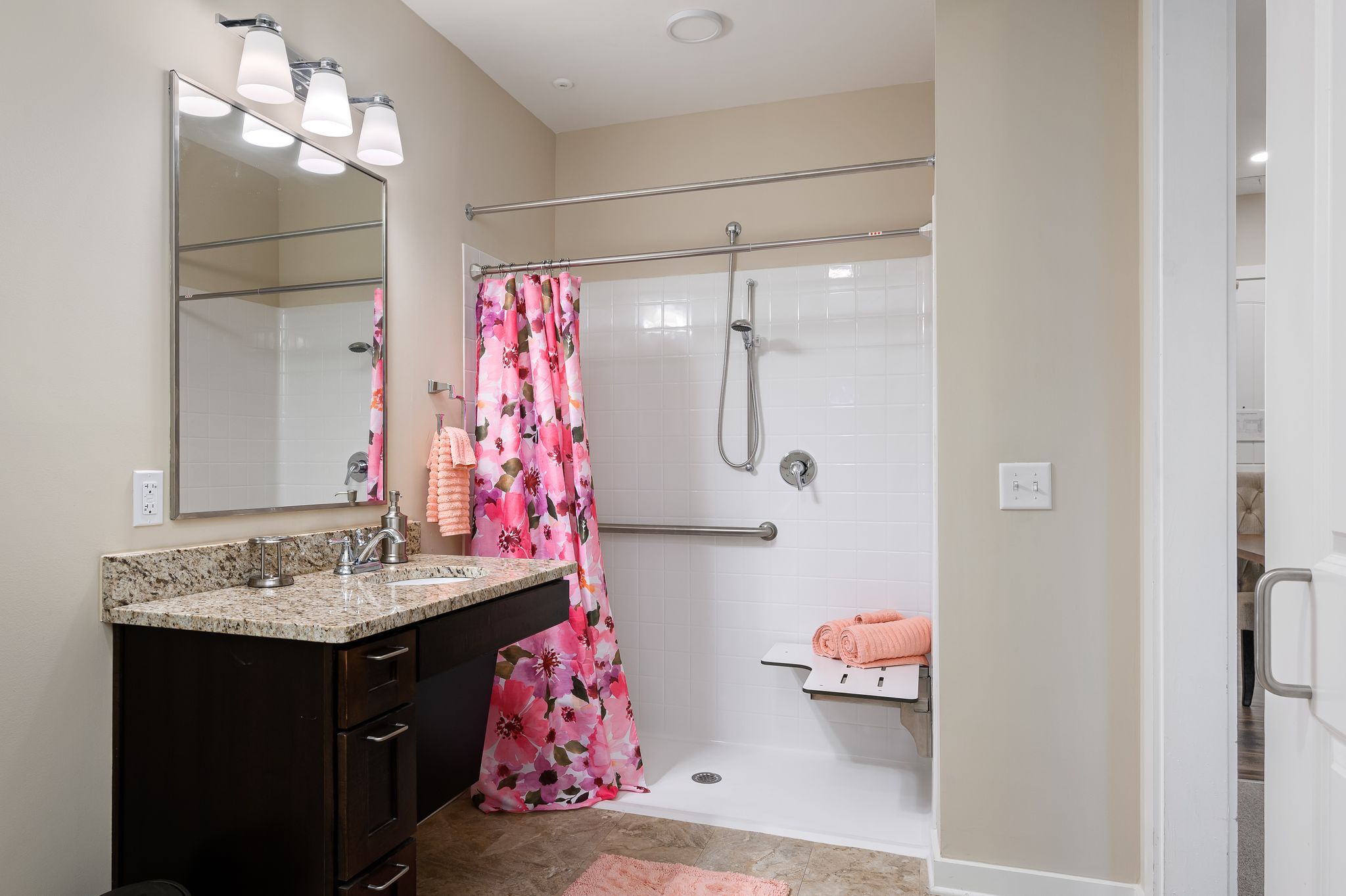 The Claiborne at Simpsonville assisted living bathroom with accessibility features