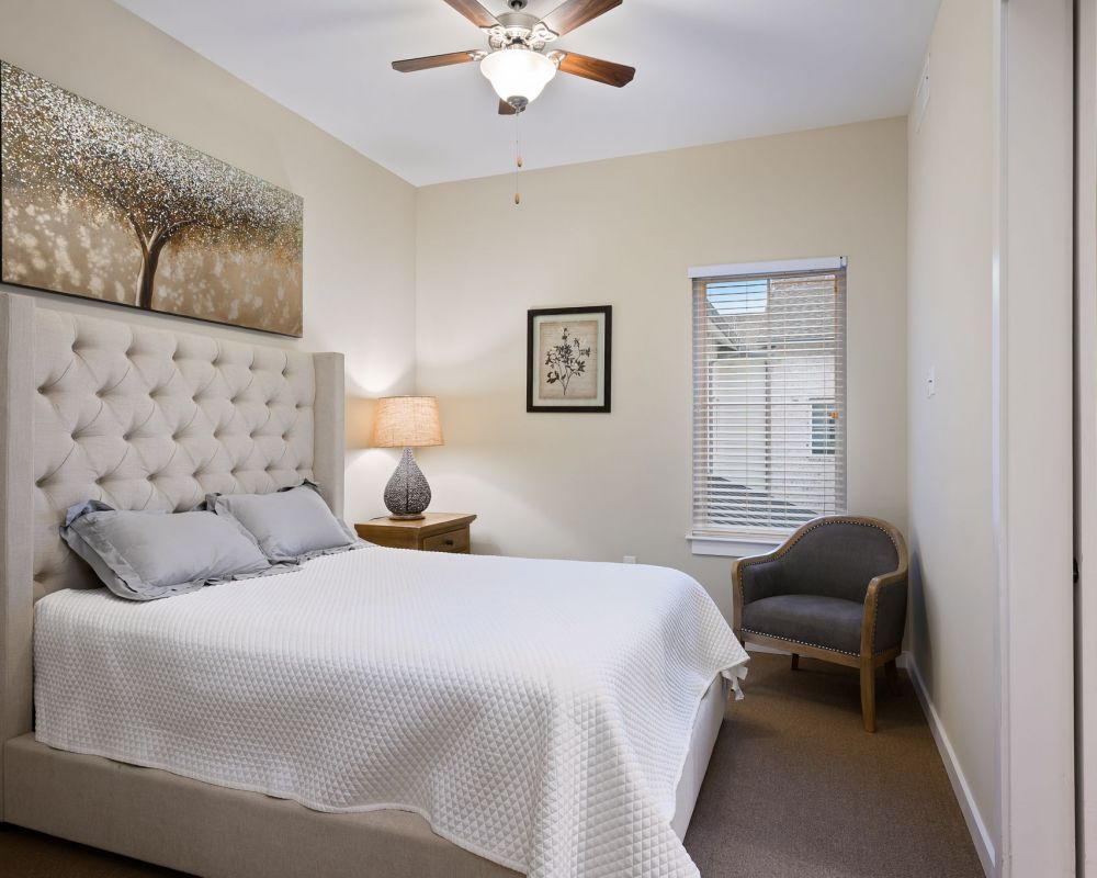 The Claiborne at Simpsonville senior living community bedroom