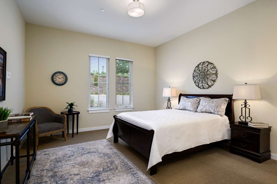 The Claiborne at West Lake senior living community spacious bedroom