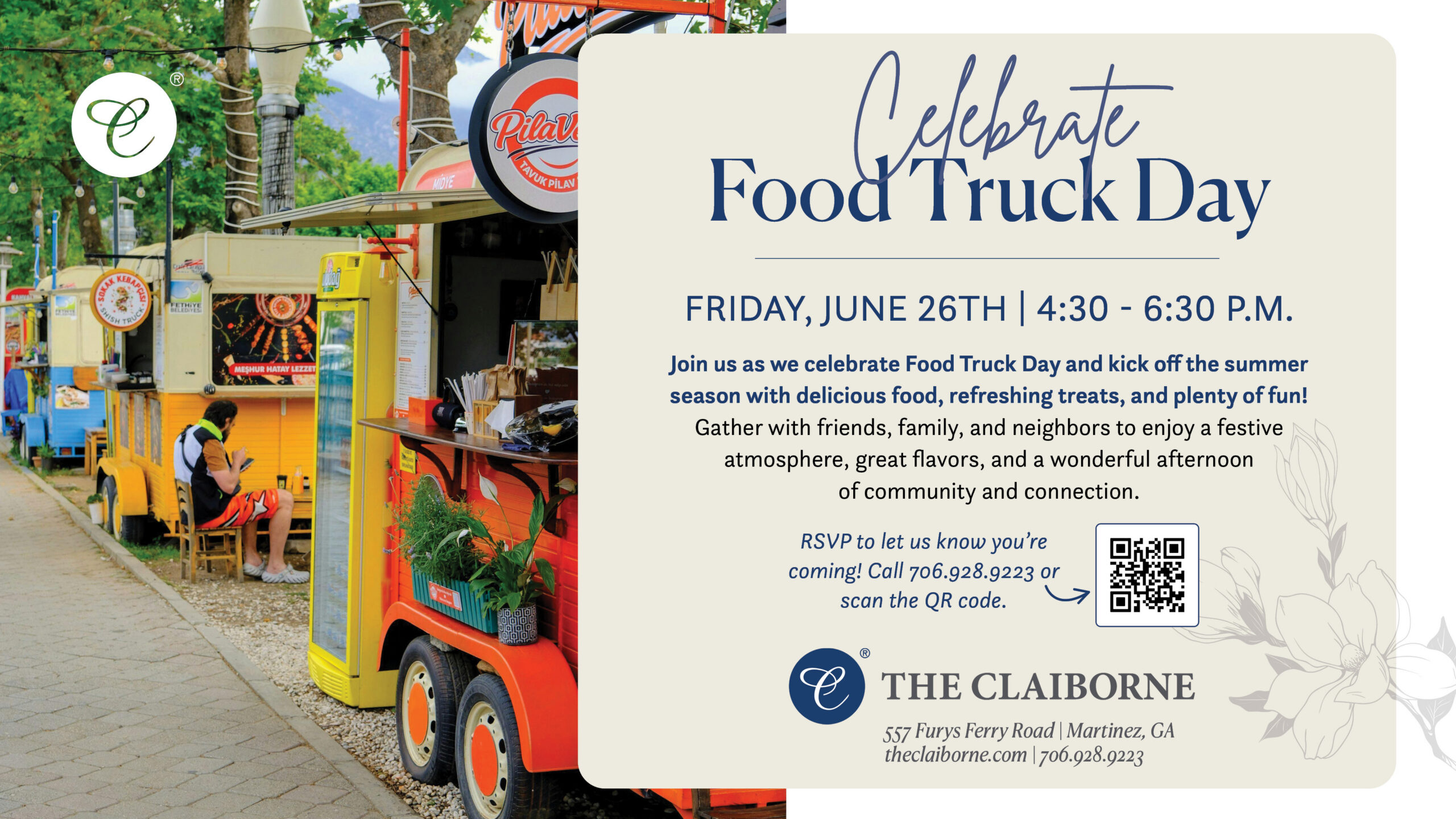 Celebrate food truck day at The Claiborne at West Lake event graphic