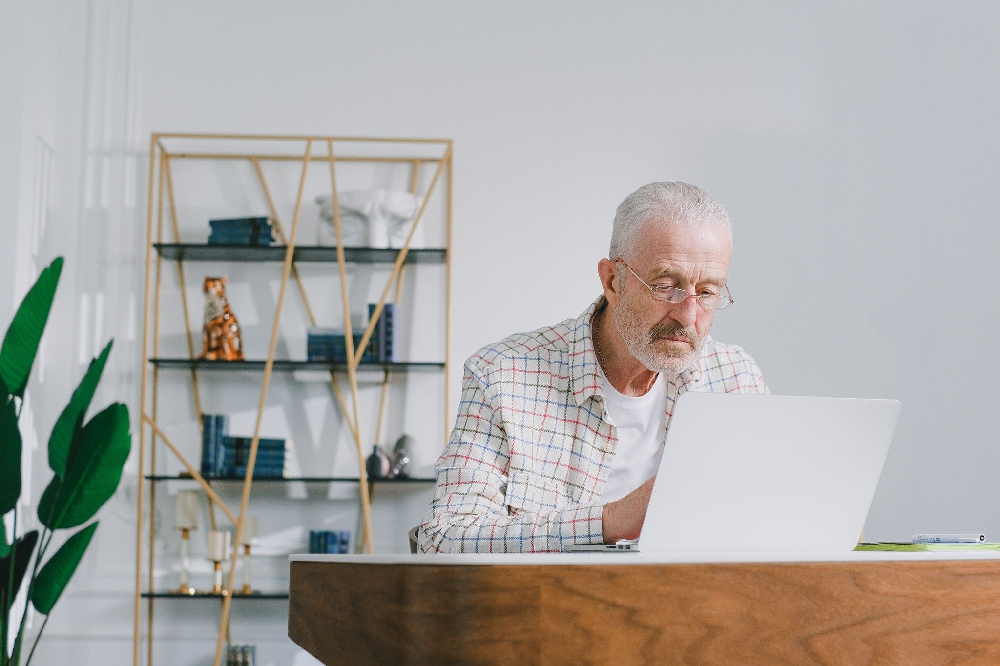 Man doing research on a computer